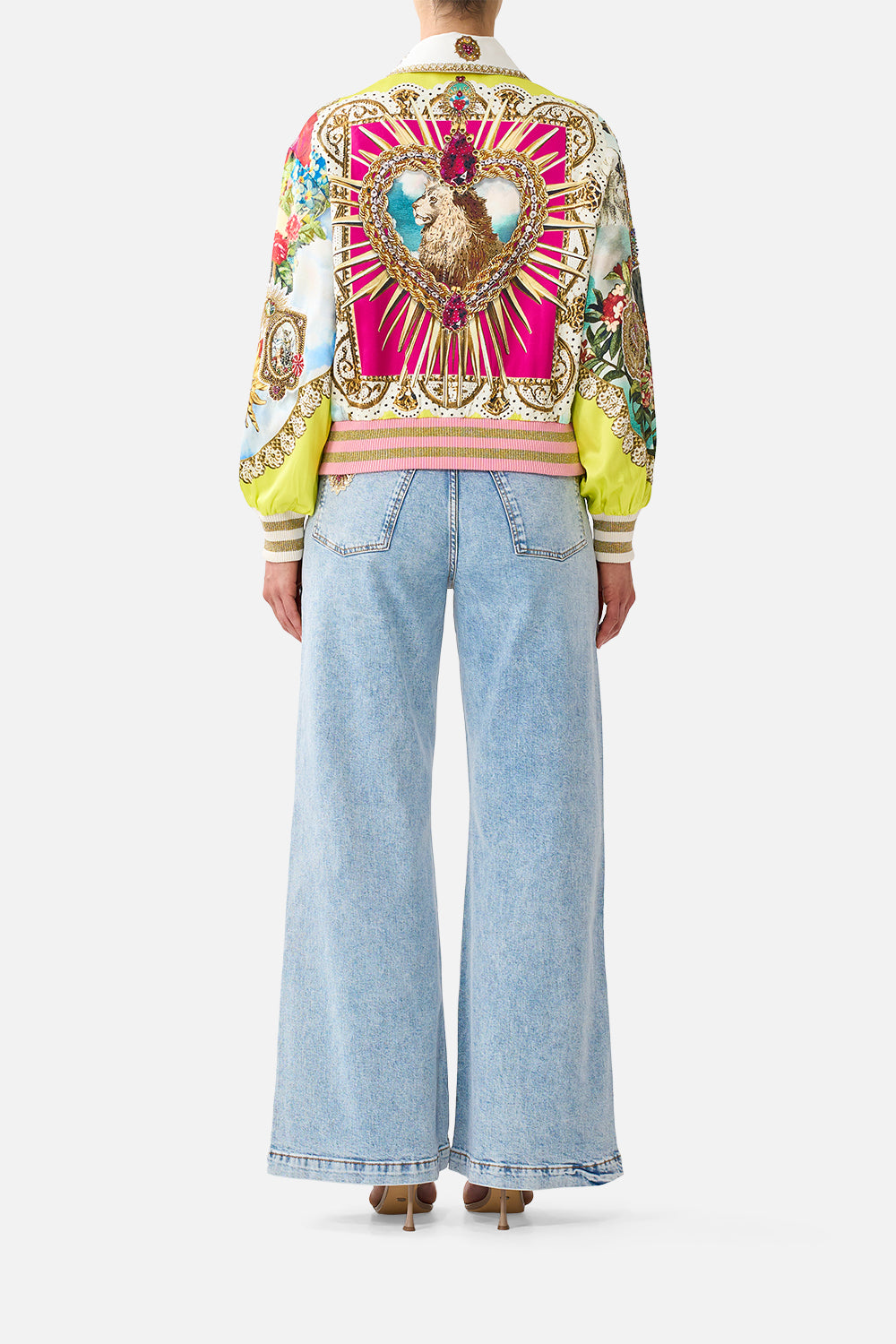 BOMBER JACKET WITH POCKET DETAILS PAINTED PRAYERS
