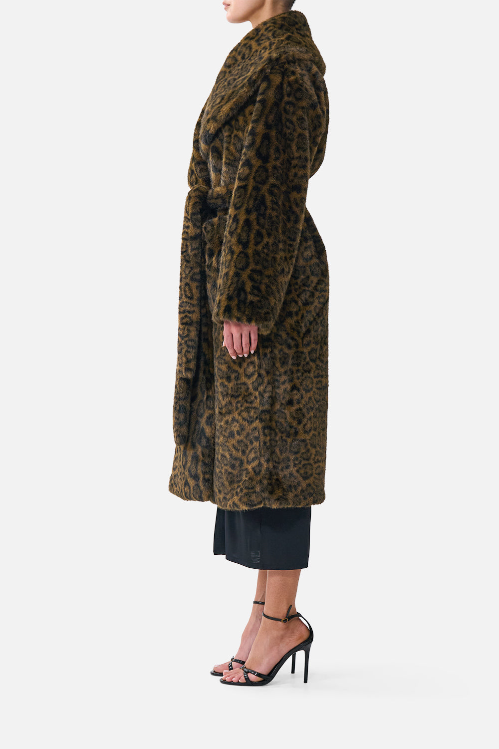 FAUX FUR LONG WRAP COAT LEOPARD LIBERTINE