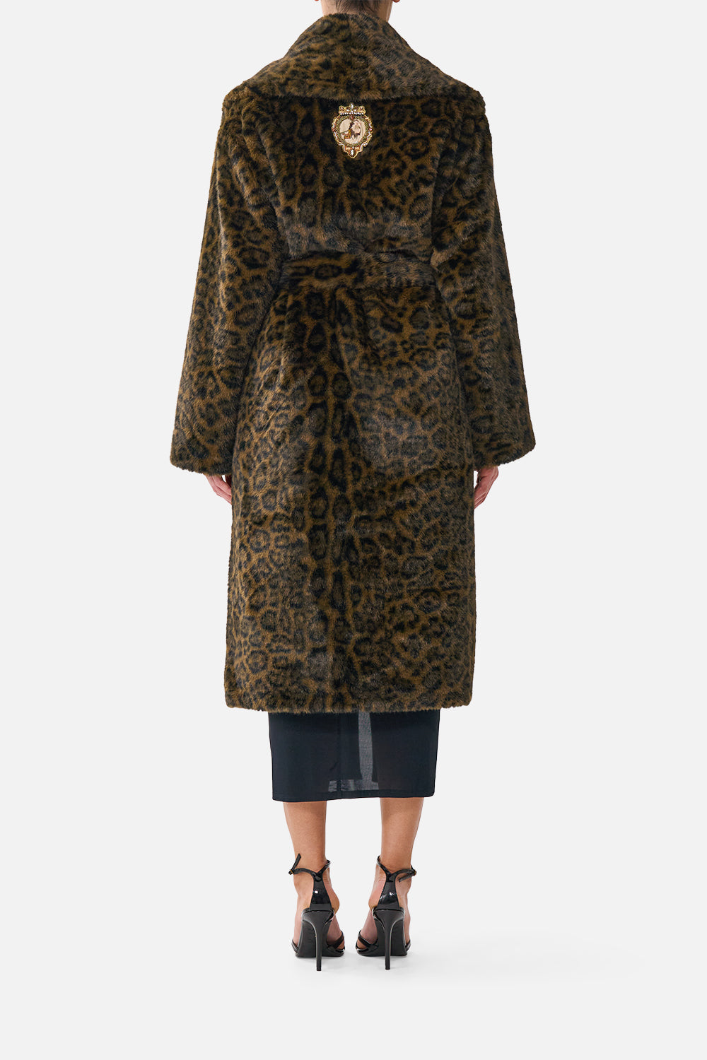 FAUX FUR LONG WRAP COAT LEOPARD LIBERTINE