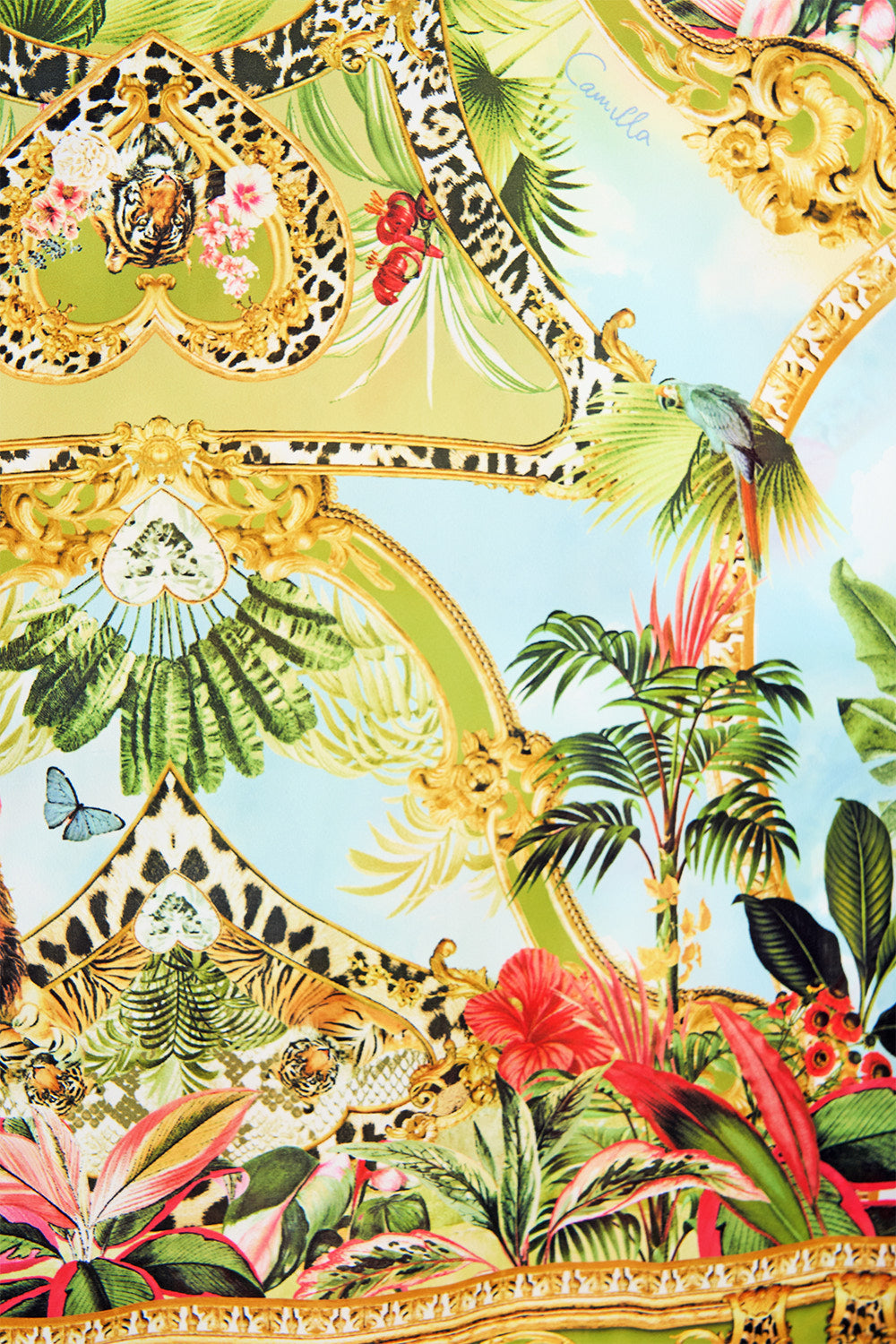 The CAMILLA SHORT V NECK KAFTAN W RING FRONT TRIM WANDERLUST EMPIRE