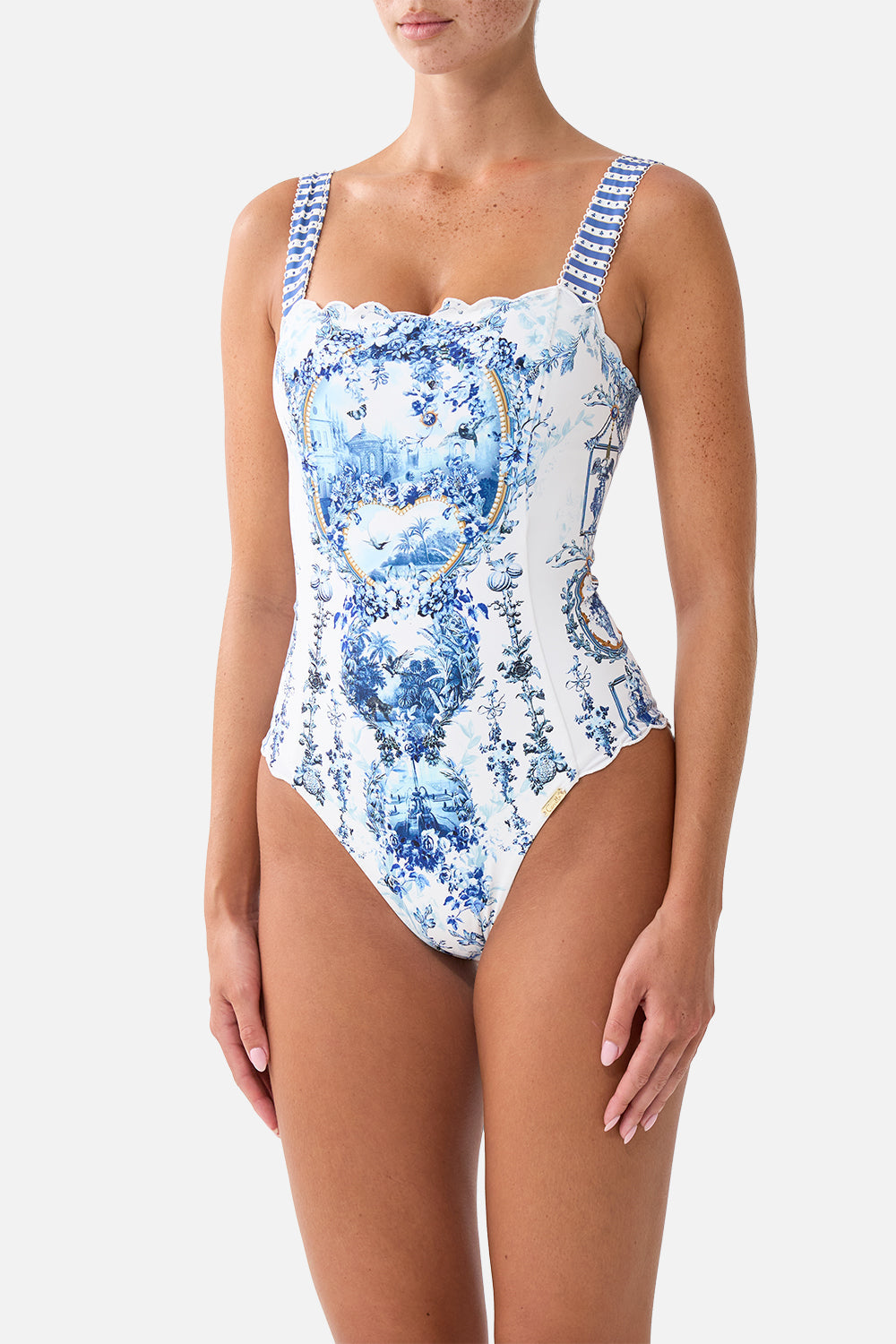 The CAMILLA SQUARE NECK WIDE STRAP ONE PIECE THE PORCELAIN PARLOUR