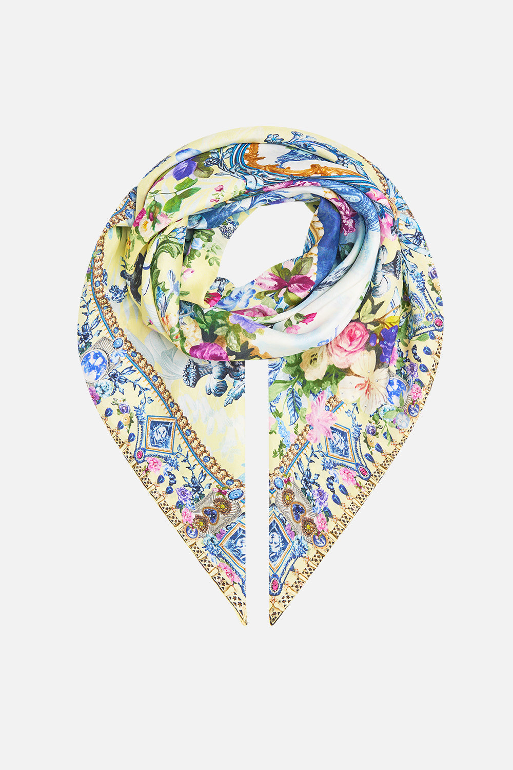 The CAMILLA LARGE CRYSTALLED SILK SQUARE SCARF CHINOISERIE CHILDCHINOISERIE CHILD