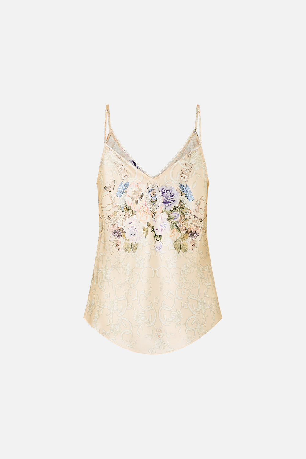 V-NECK BIAS CAMI LACED WITH LOVE