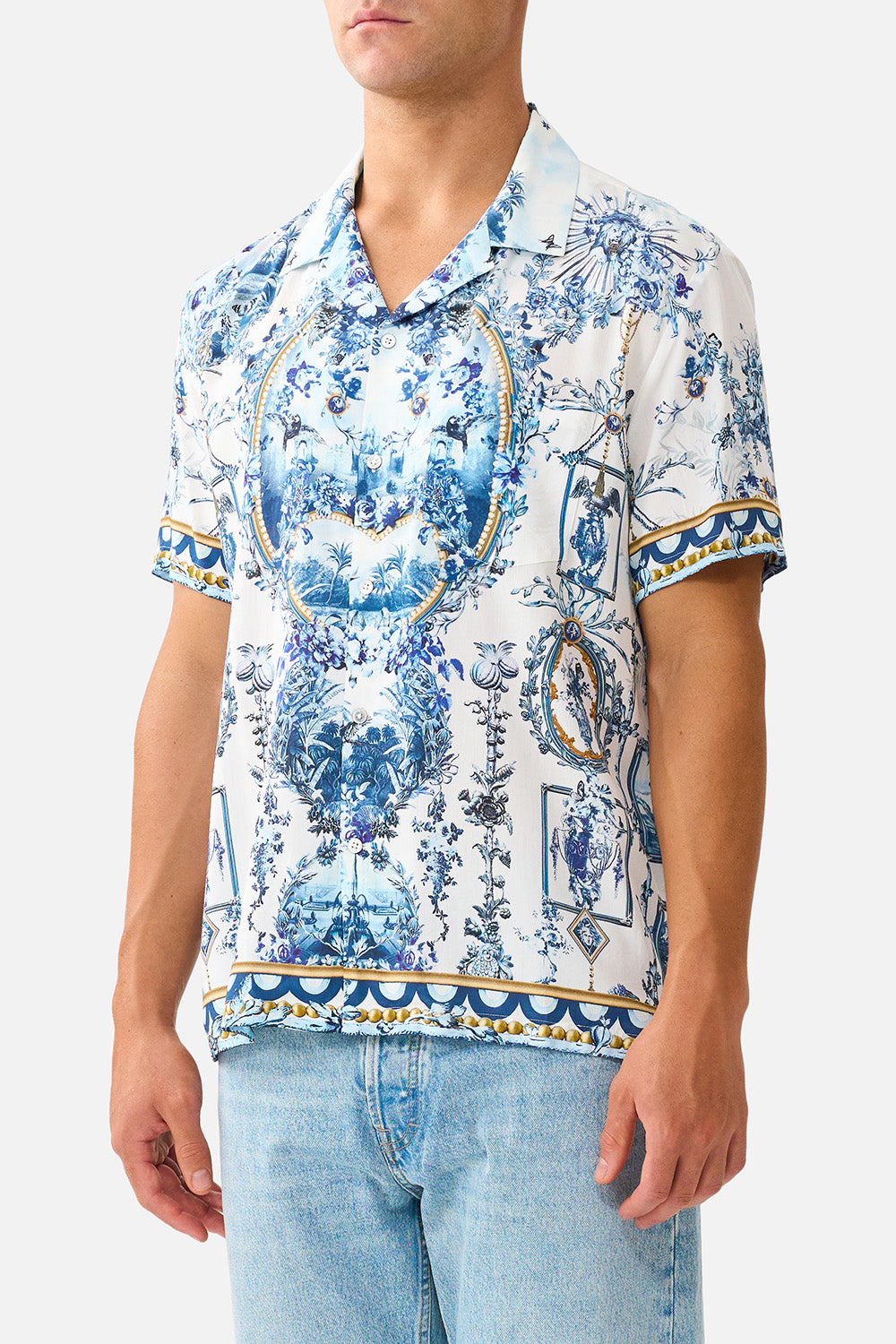 The CAMILLA SHORT SLEEVE CAMP COLLARED SHIRT THE PORCELAIN PARLOUR