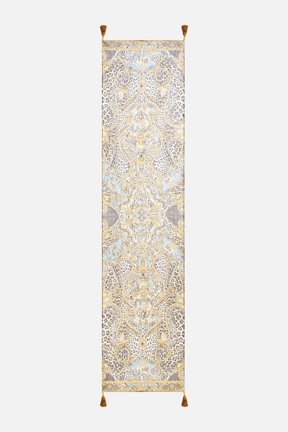LONG SILK CRINKLE CHIFFON SCARF LEOPARD LIBERTINE
