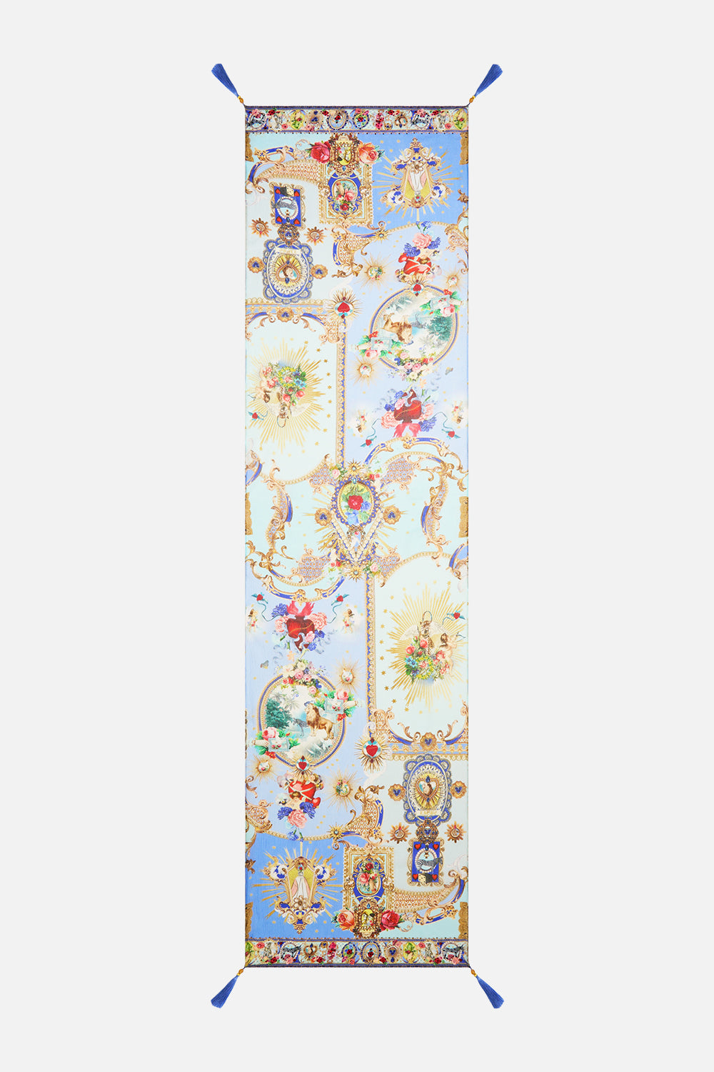 LONG SILK CRINKLE CHIFFON SCARF VERSES IN VINTAGE