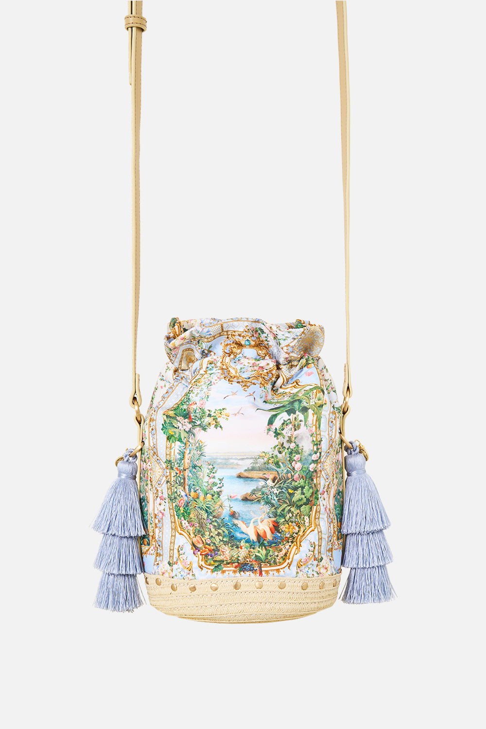 TIE TOP BUCKET BAG WITH TASSELS SISI SOCIETY