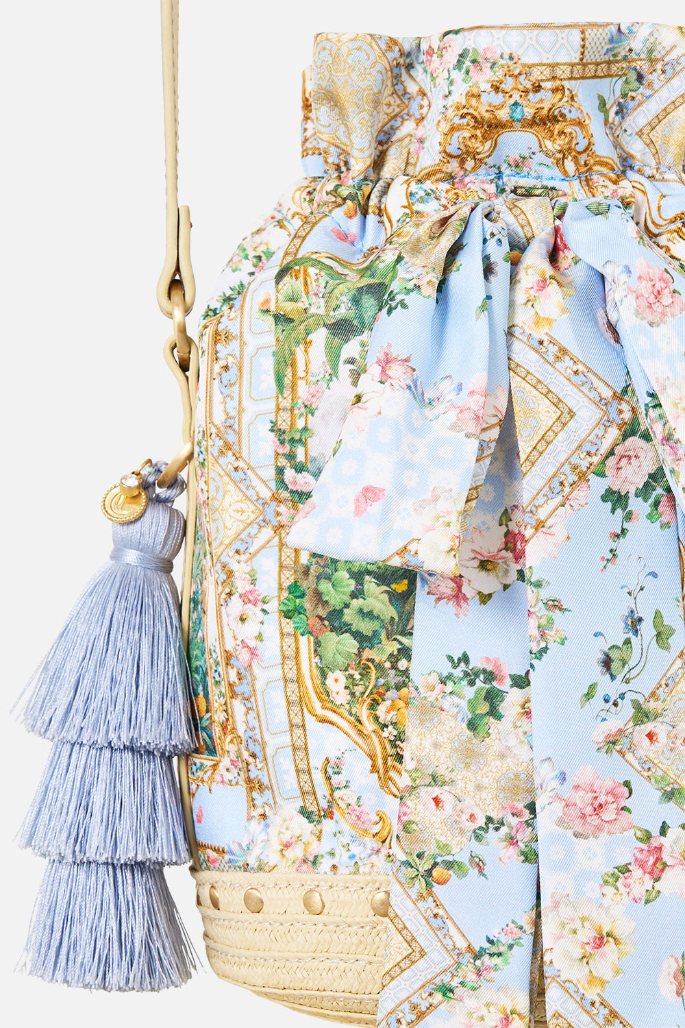 TIE TOP BUCKET BAG WITH TASSELS SISI SOCIETY