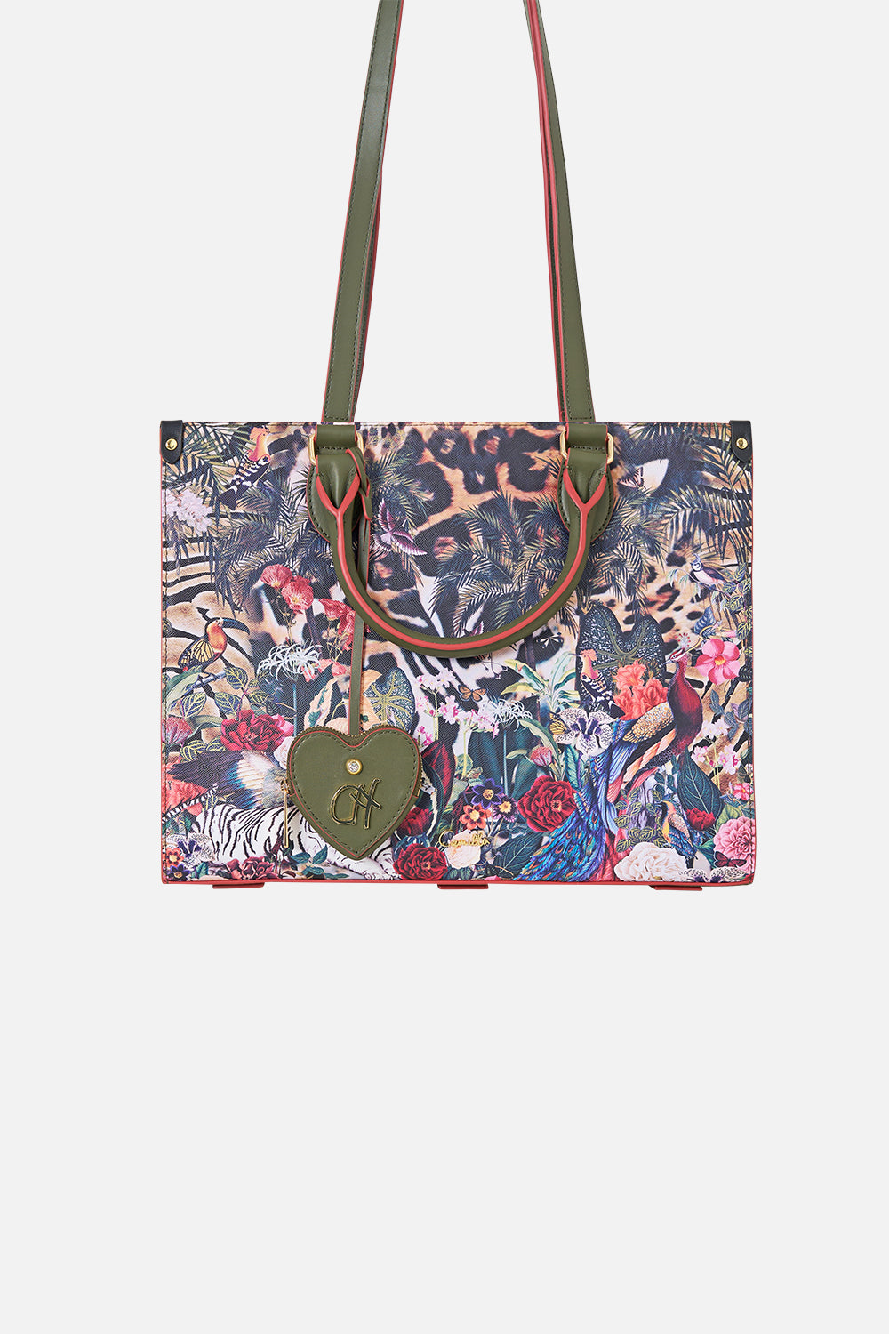 The CAMILLA EAST WEST TOTE WITH LEATHER TRIMS LEOTIGRA LANDLEOTIGRA LAND