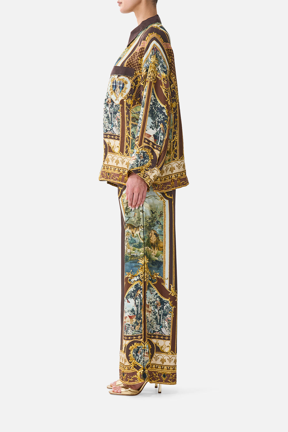 WIDE LEG WAISTED PANT ANIMALS IN THE PALACE
