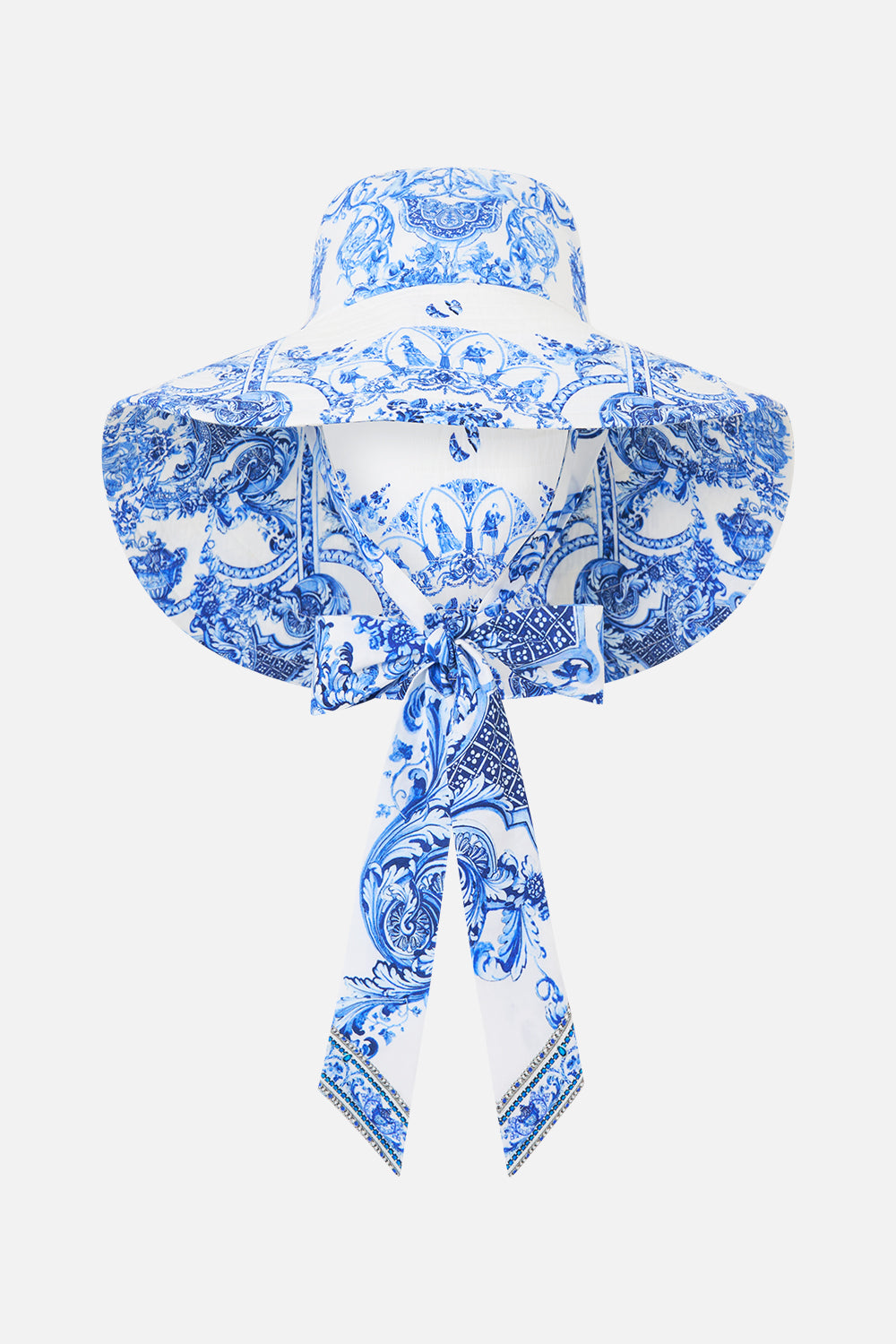 WIDE BRIM BUCKET HAT WITH TIE CERAMIC PANORAMIC