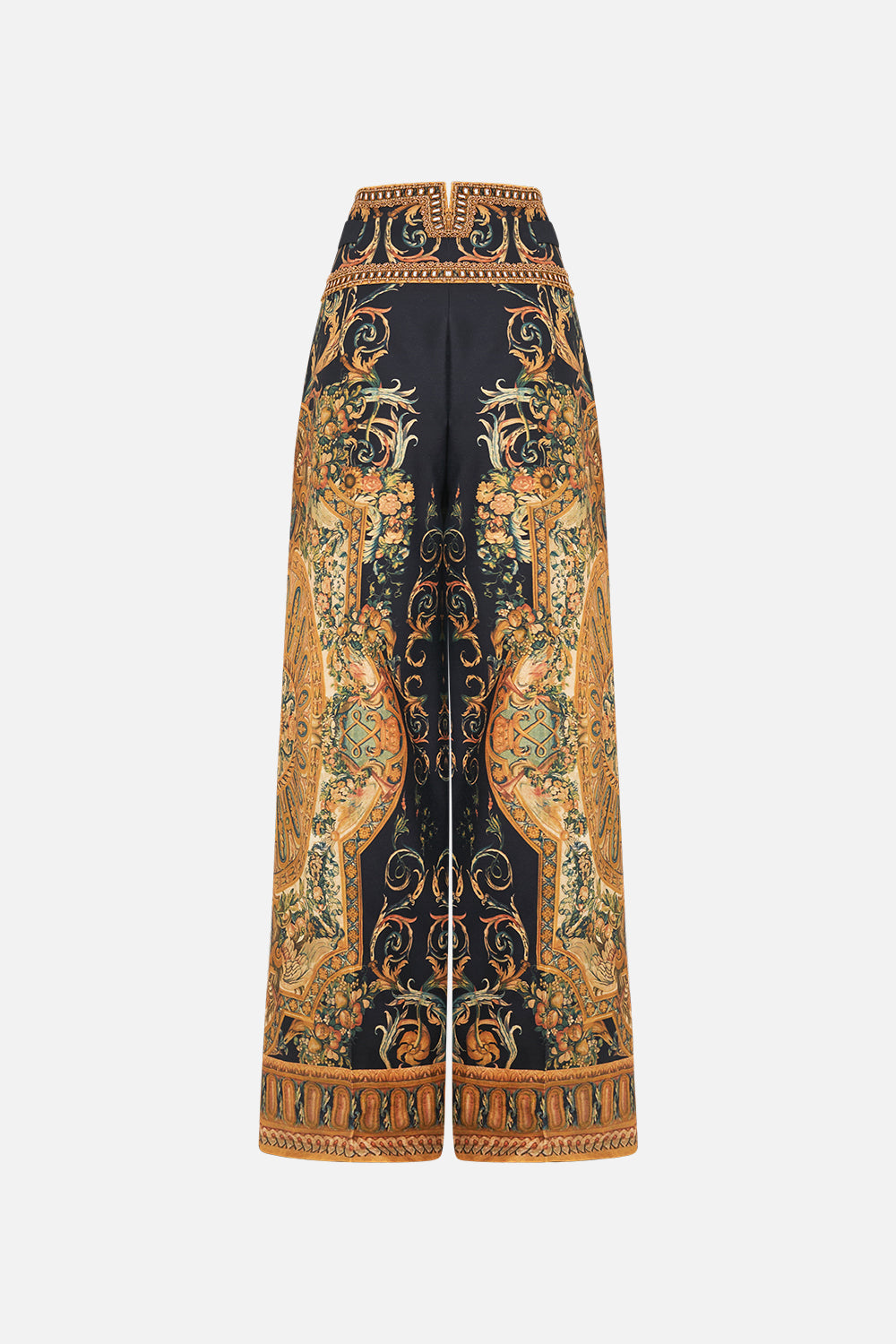 The CAMILLA Tailored Pant With Waist Button Detail in our Museum Memoirs print.