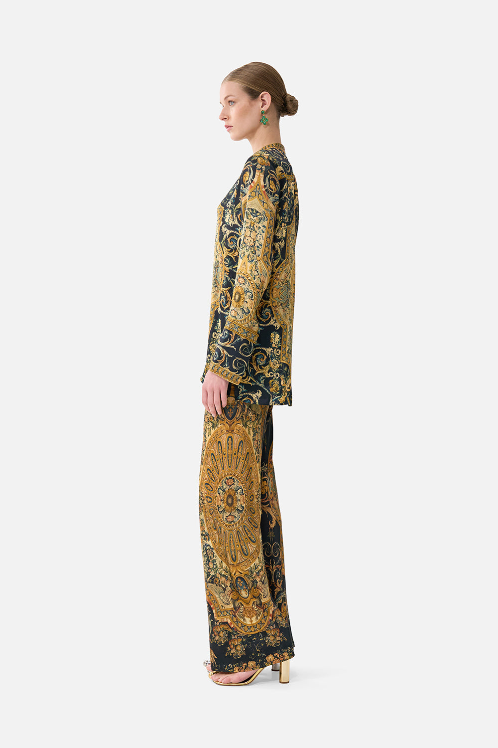 The CAMILLA Bias Cut Drawstring Pant in our Museum Memoirs print.