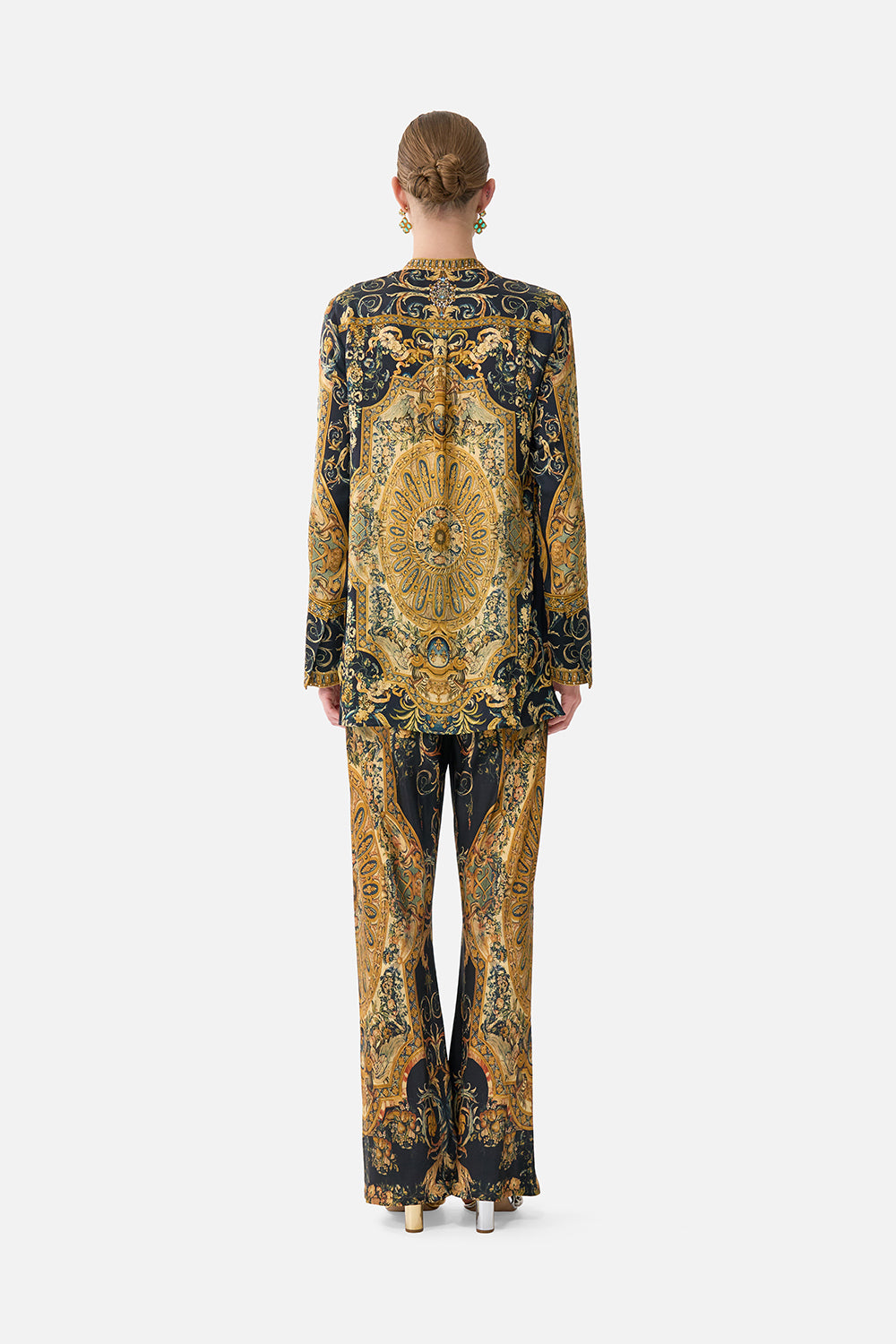 The CAMILLA Bias Cut Drawstring Pant in our Museum Memoirs print.