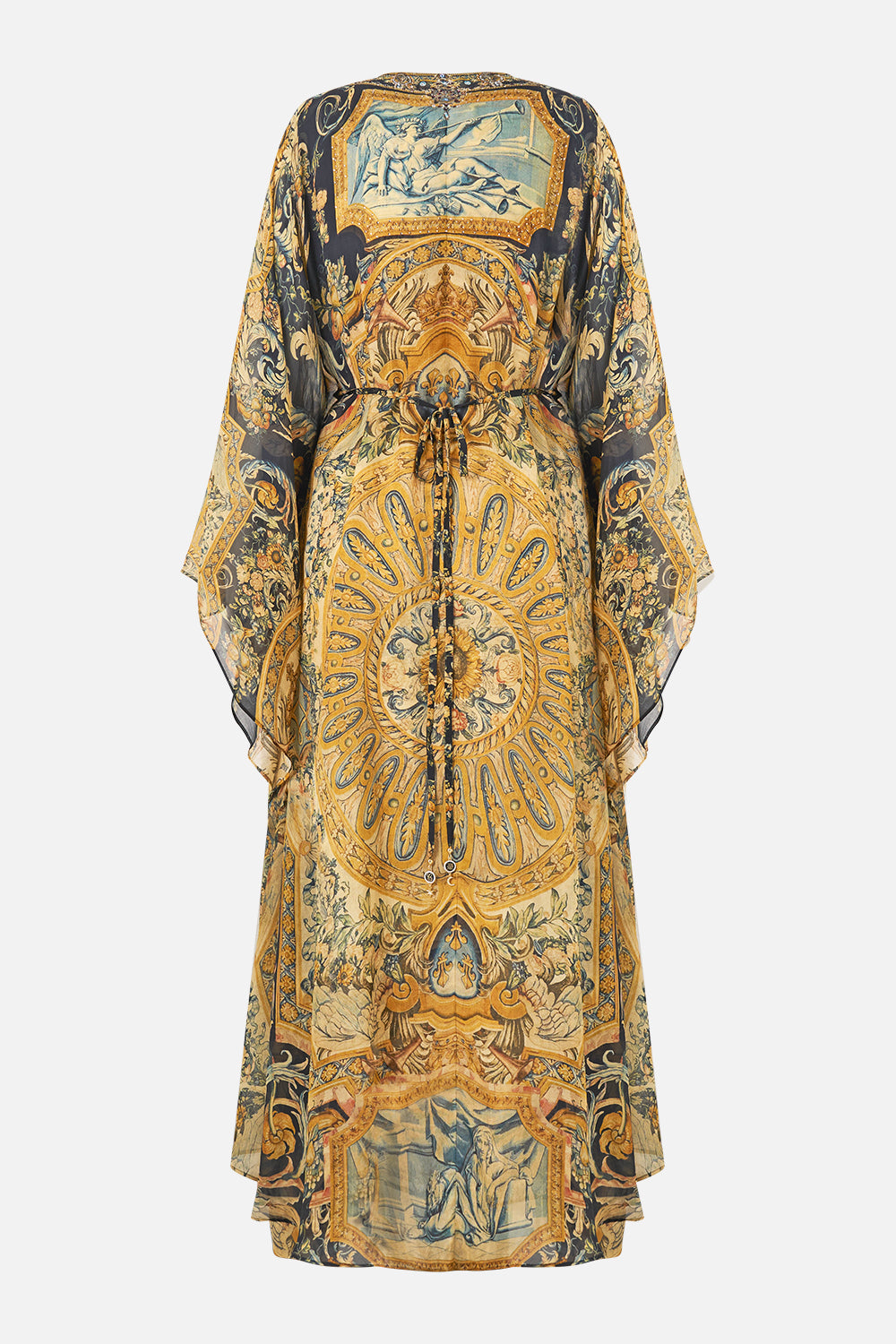 The CAMILLA Long Kaftan With Waist Detail in our Museum Memoirs print.