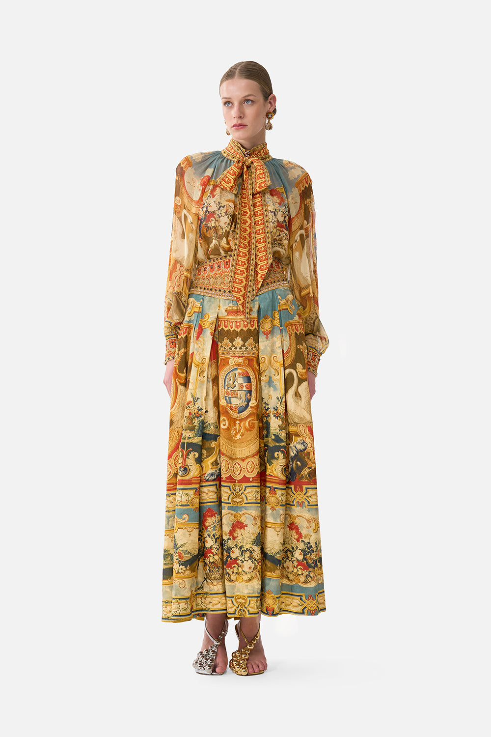 The CAMILLA Corset Waist Maxi Skirt in our Lifeís Rich Tapestry print.
