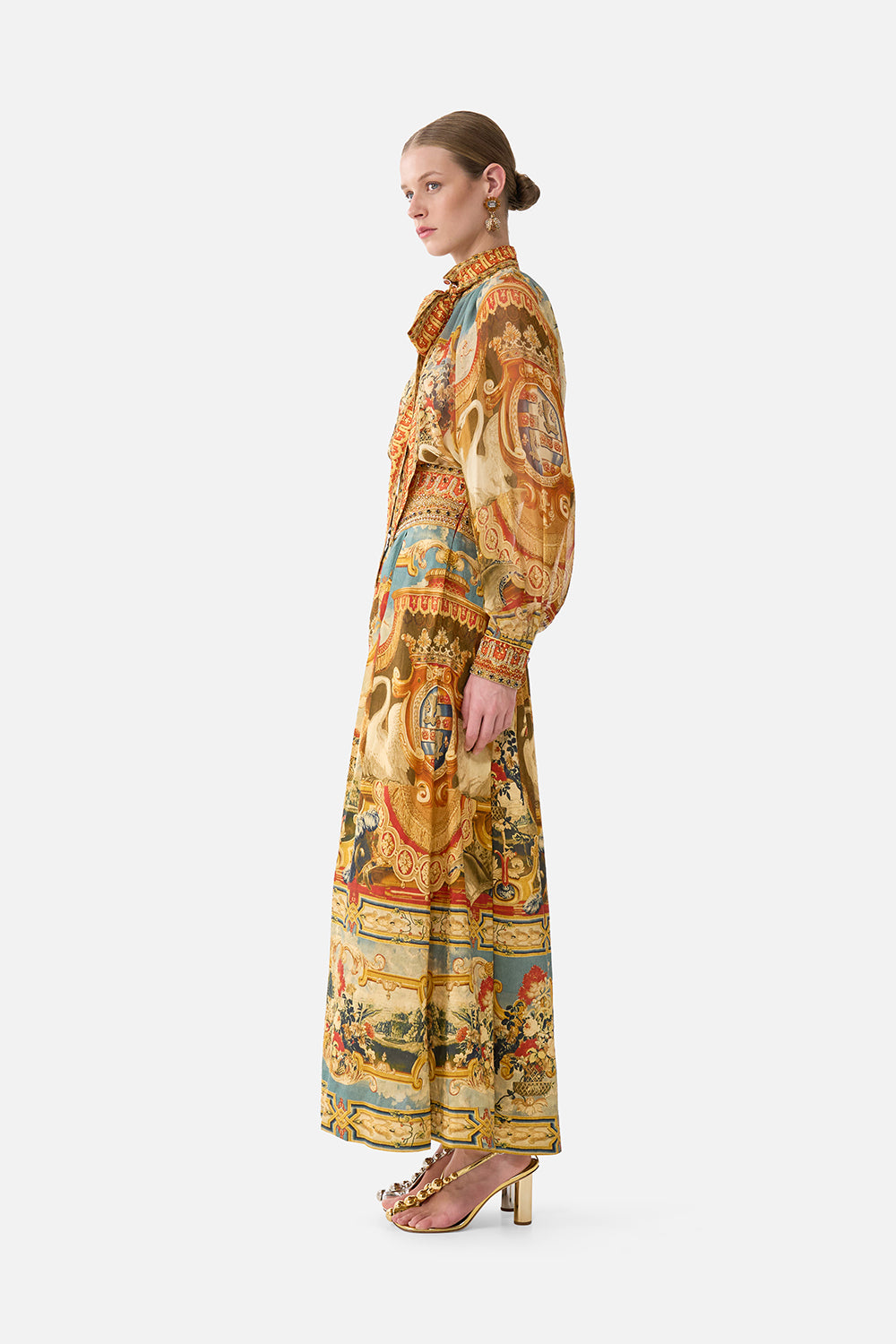 The CAMILLA Corset Waist Maxi Skirt in our Lifeís Rich Tapestry print.