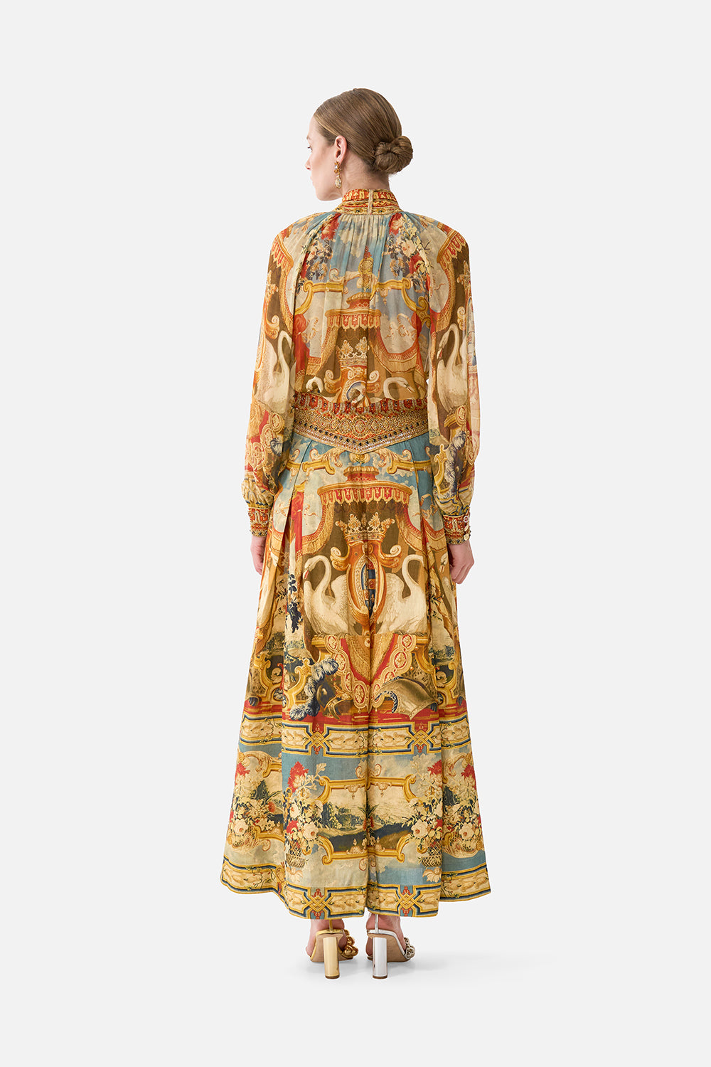 The CAMILLA Corset Waist Maxi Skirt in our Lifeís Rich Tapestry print.