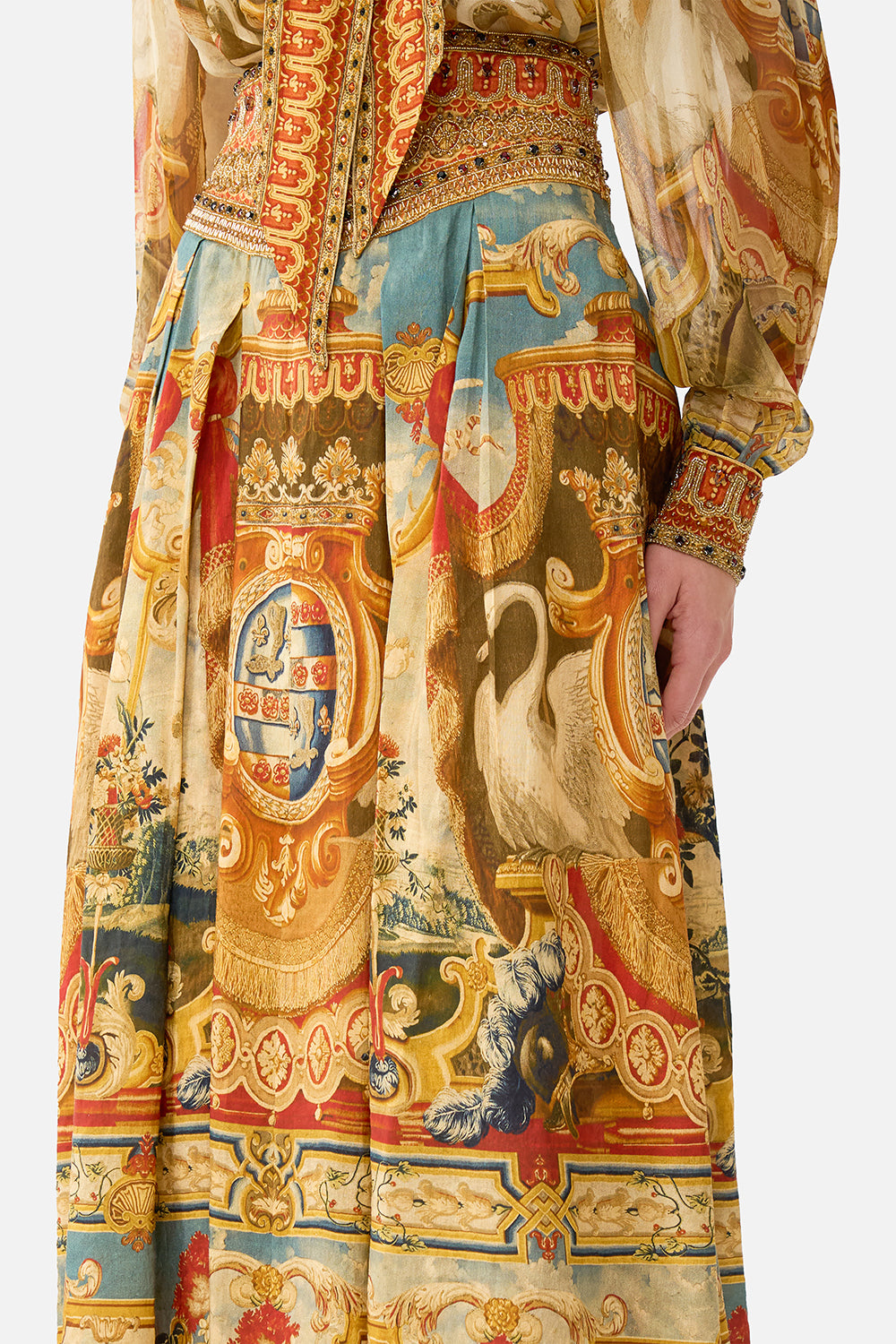 The CAMILLA Corset Waist Maxi Skirt in our Lifeís Rich Tapestry print.