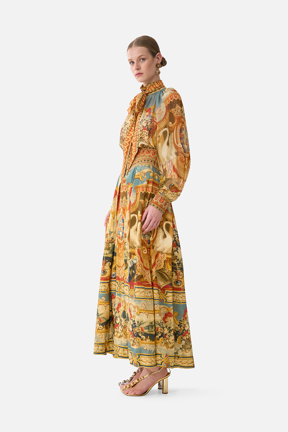 The CAMILLA Detachable Pussy Bow Raglan Blouse in our Lifeís Rich Tapestry print.