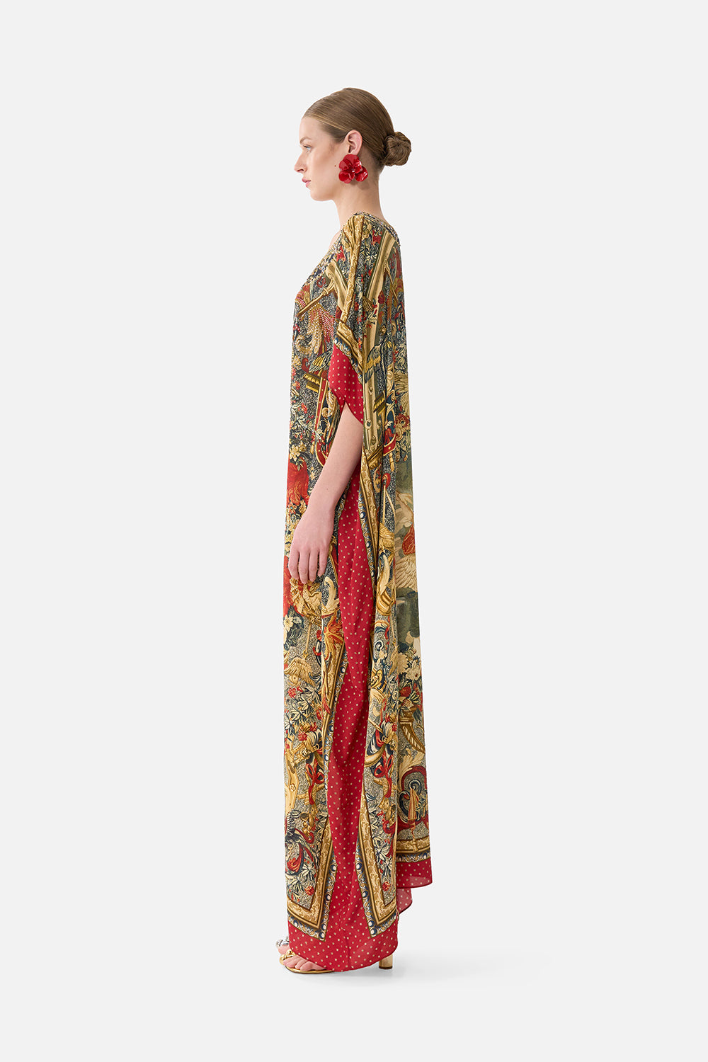 The CAMILLA Round Neck Kaftan in our Meet Me At The Met print.