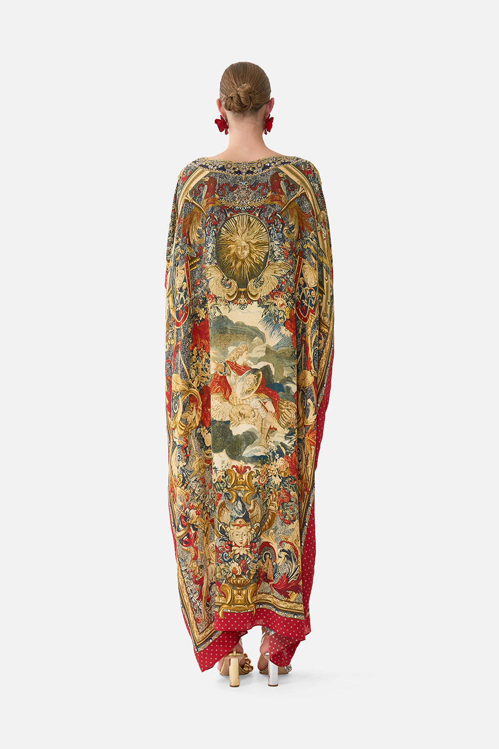 The CAMILLA Round Neck Kaftan in our Meet Me At The Met print.