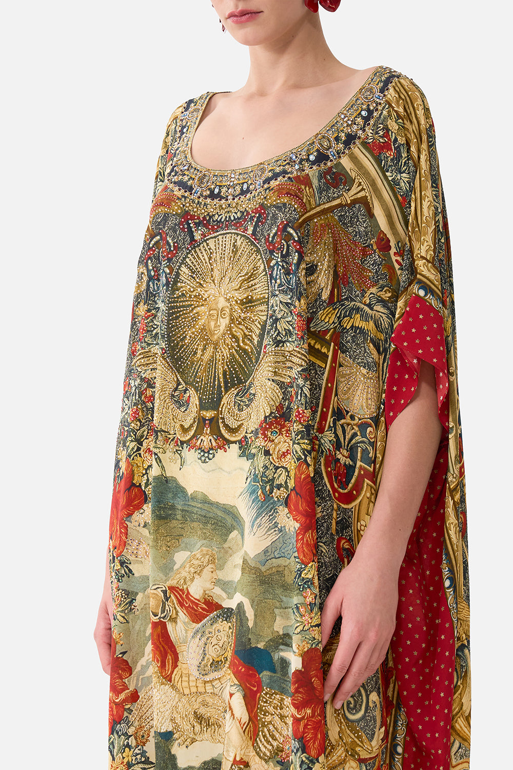 The CAMILLA Round Neck Kaftan in our Meet Me At The Met print.