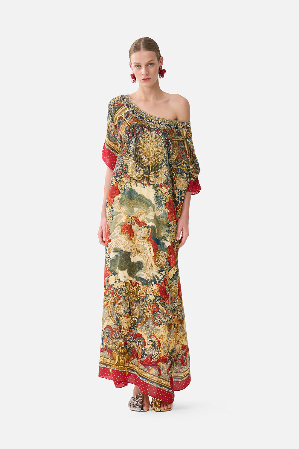 The CAMILLA Round Neck Kaftan in our Meet Me At The Met print.