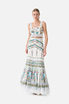 The CAMILLA Crop Top With Frill Detail in our Art For The Artisans print.