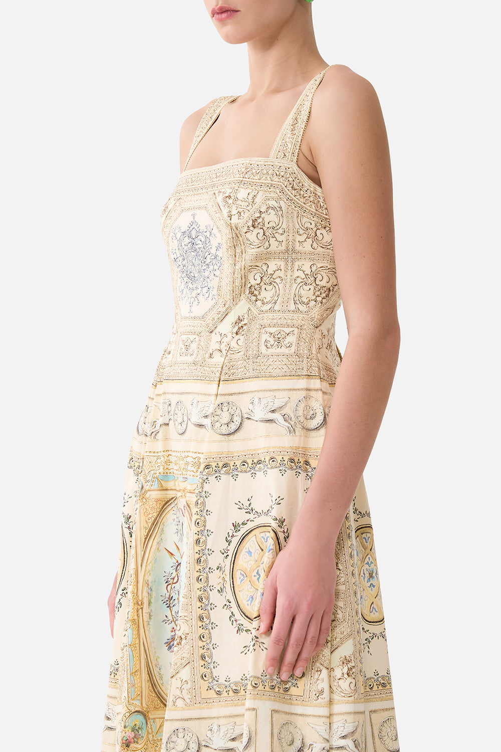 The CAMILLA Long Fit And Flare Dress in our A Beloved Boudoir print.