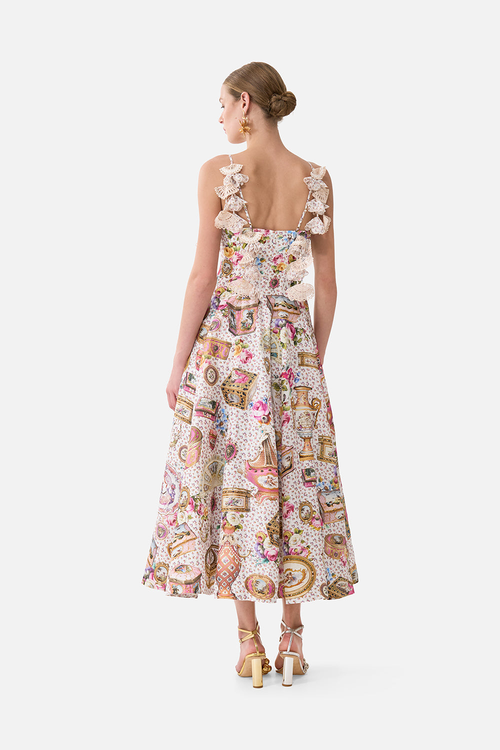 The CAMILLA Corset Dress With Long Flared Skirt in our In The Heart Of Art print.