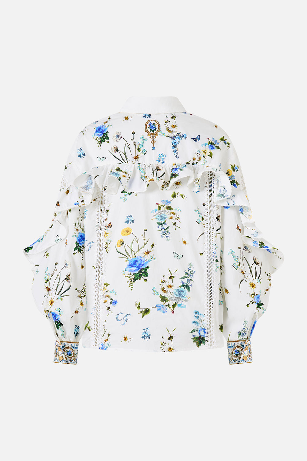 BUTTON SHIRT WITH FRILL DETAIL DANDELION SKIES