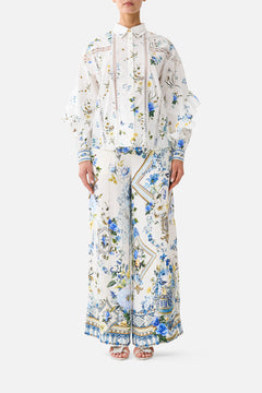 BUTTON SHIRT WITH FRILL DETAIL DANDELION SKIES