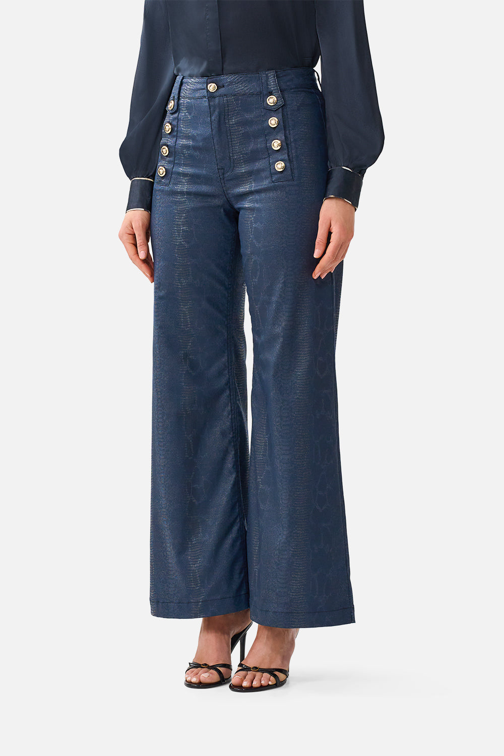 The CAMILLA AMANDA FLARE JEAN WITH HARDWARE DETAIL DENIM