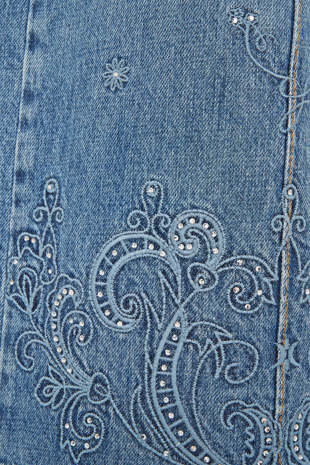 WIDE LEG BELTED JEAN DENIM