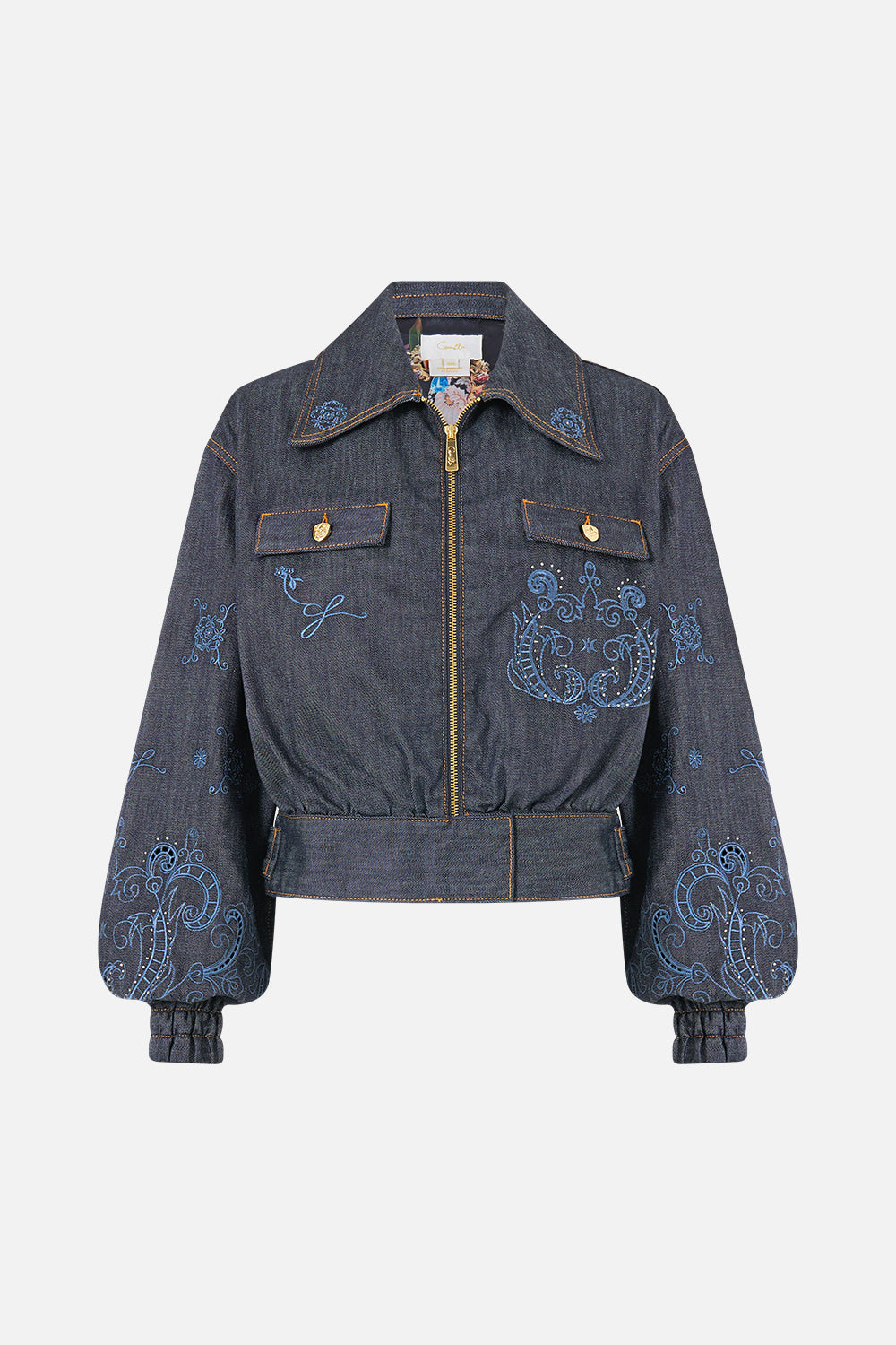 BOMBER JACKET WITH POCKET DETAILS DENIM