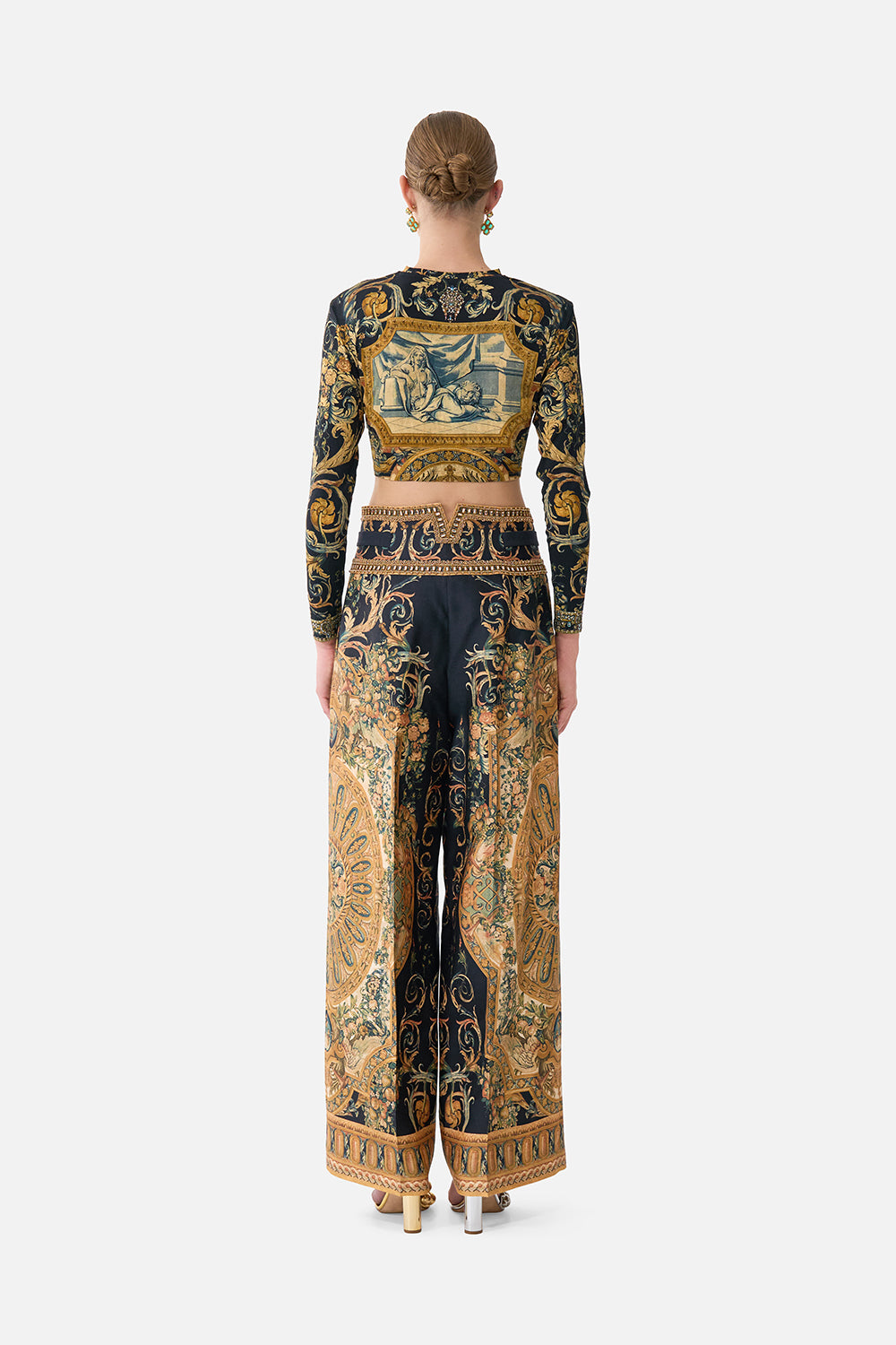 The CAMILLA Jersey Long Sleeve Top With Hardware in our Museum Memoirs print.