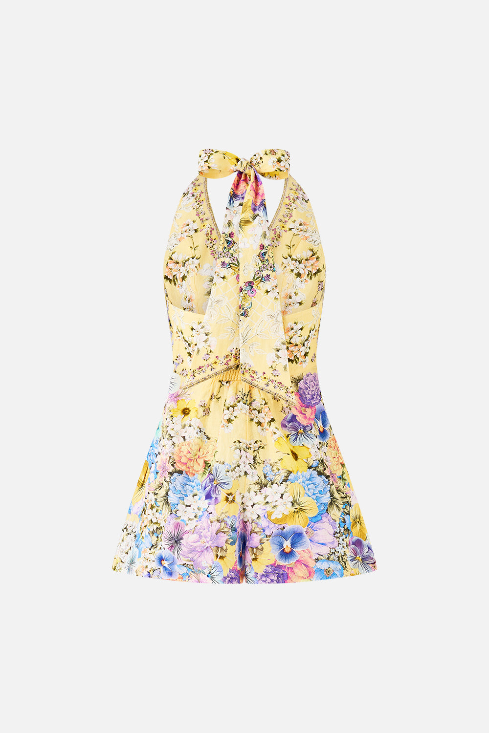 BUTTON FRONT HALTER PLAYSUIT DARLING BUDS