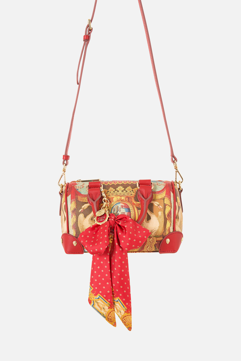 The CAMILLA Barrel Bag With Leather Trims in our Lifeís Rich Tapestry print.