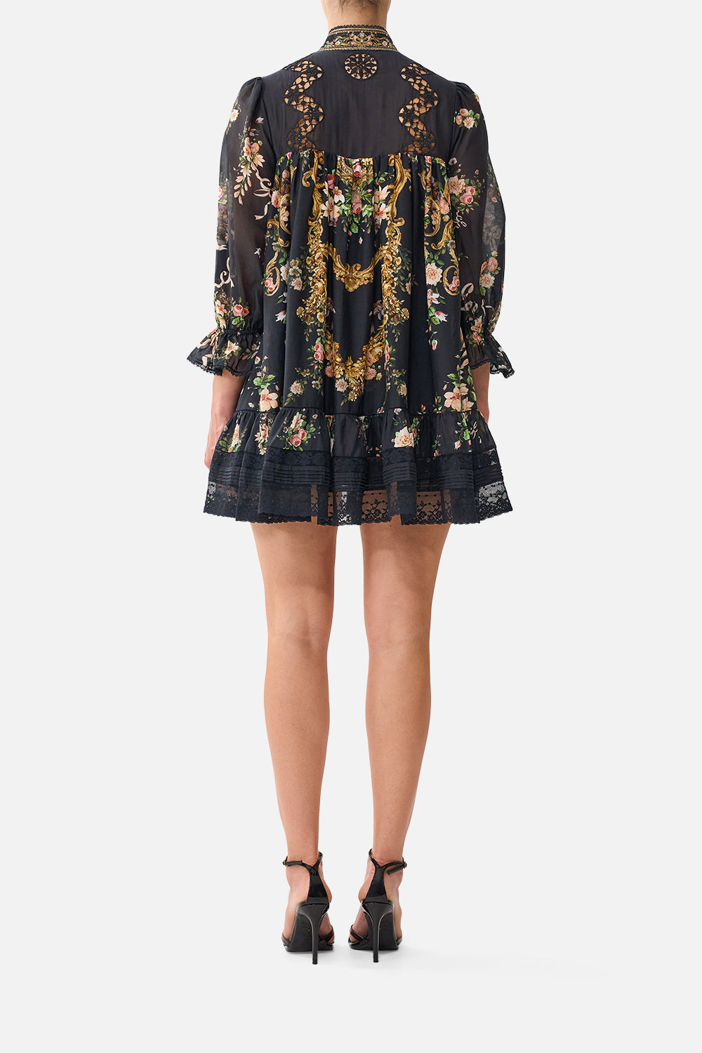 A LINE LACE TRIM SHORT DRESS VERSAILLES OR DIE