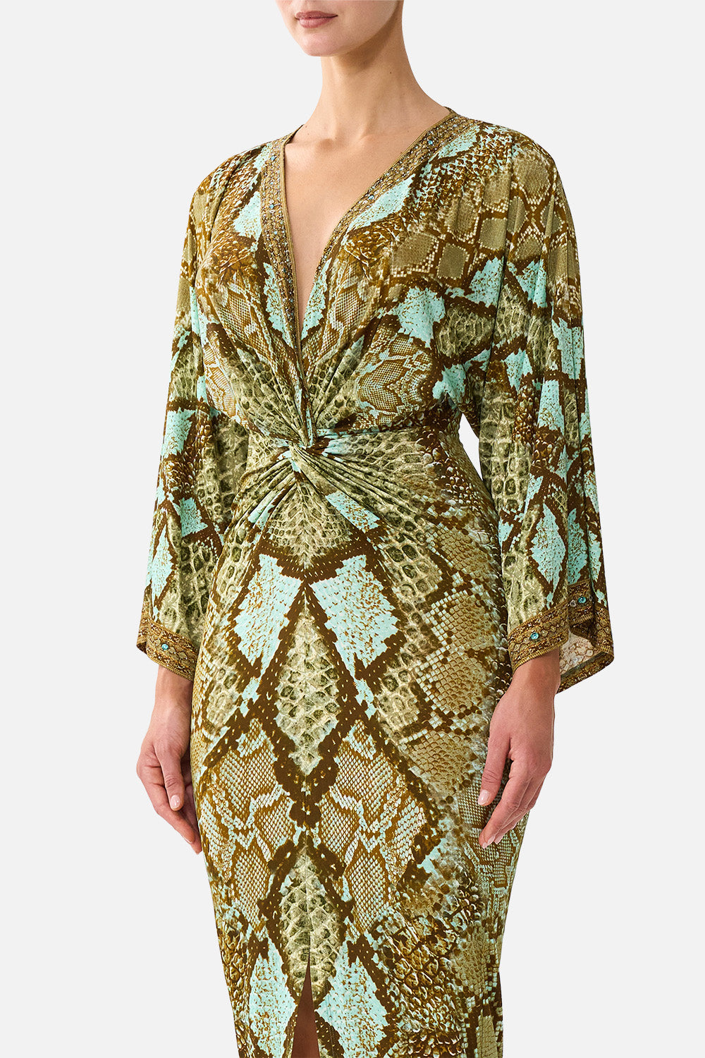 LONG SPLIT FRONT TWIST DRESS MY SWEET SERPENTINE
