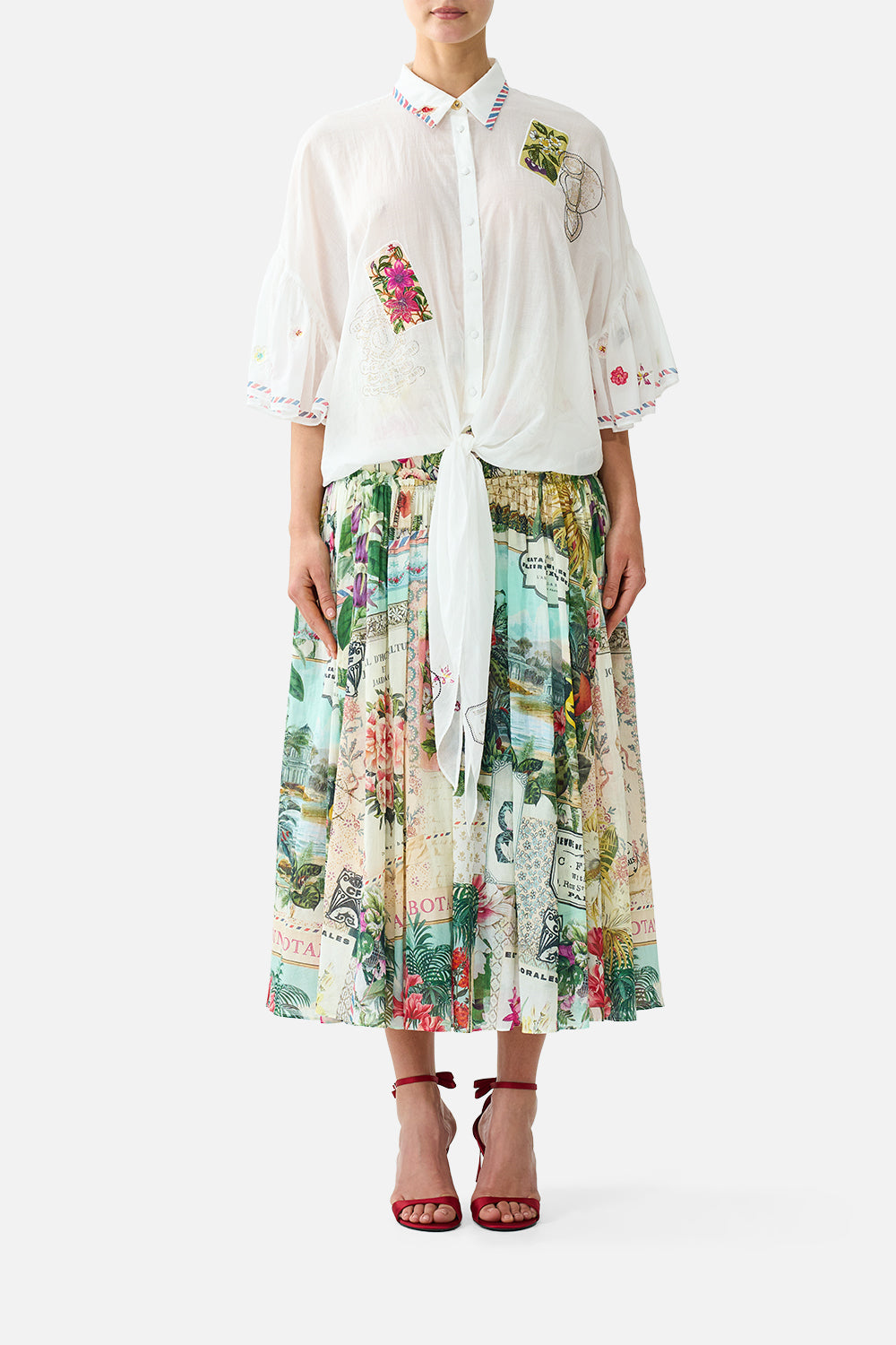 TIE FRONT SHIRT WITH SLEEVE FRILL LA BELLE BOTANIQUE