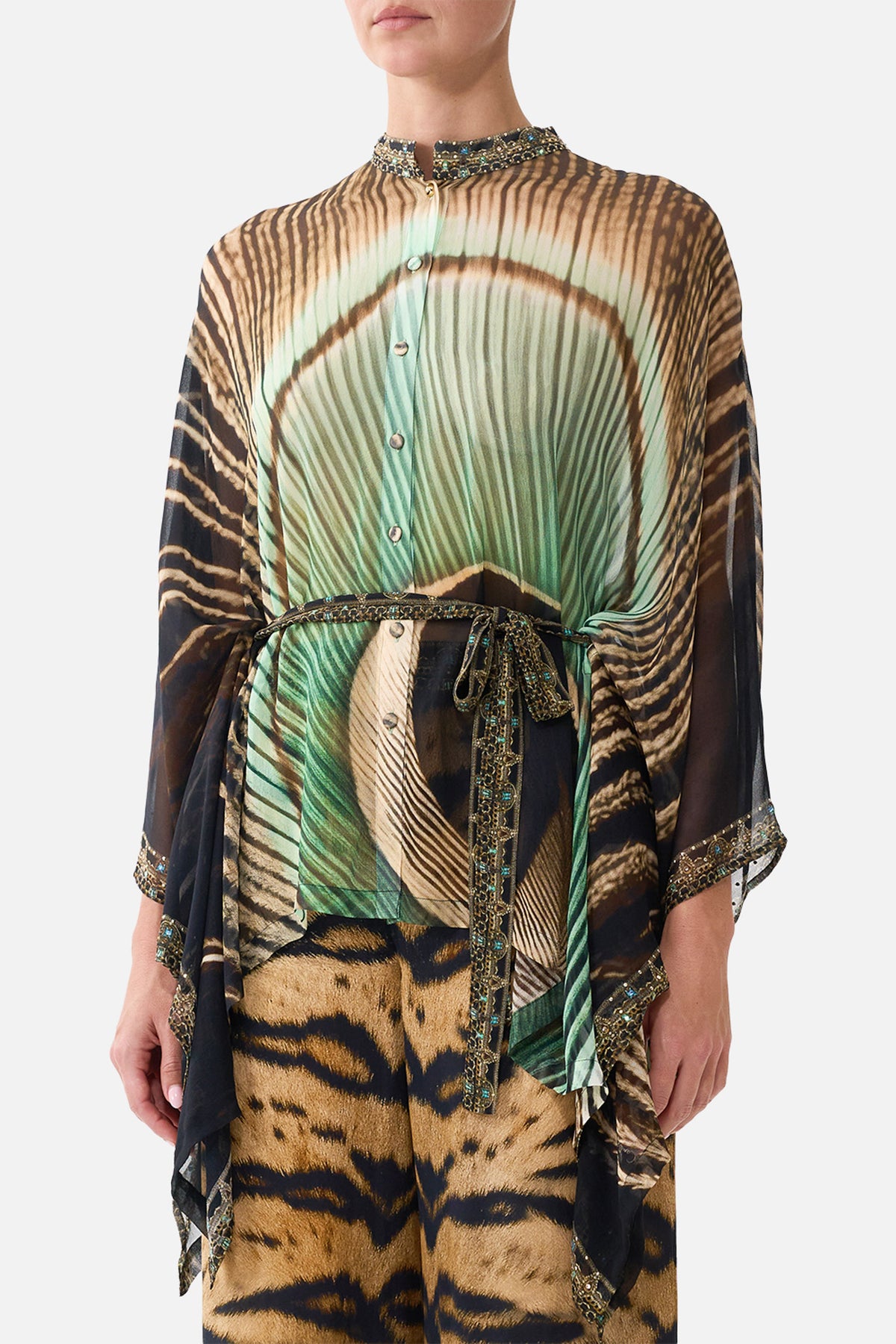 BUTTON THROUGH SCARF BLOUSE A WINK TO THE WILD