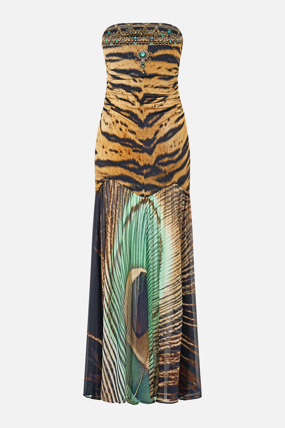 STRAPLESS JERSEY DRESS WITH SILK PANEL A WINK TO THE WILD