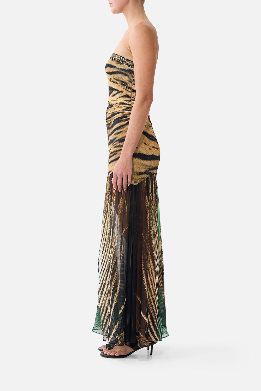 STRAPLESS JERSEY DRESS WITH SILK PANEL A WINK TO THE WILD