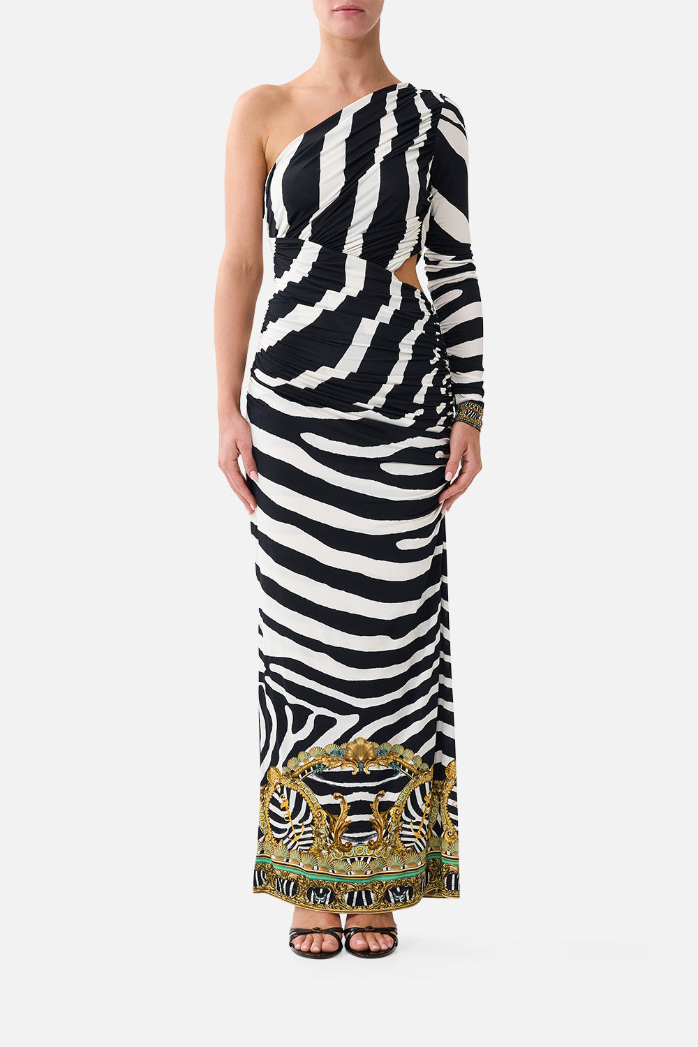 ONE SHOULDER JERSEY CUT OUT DRESS ZIG ZAG ZOO
