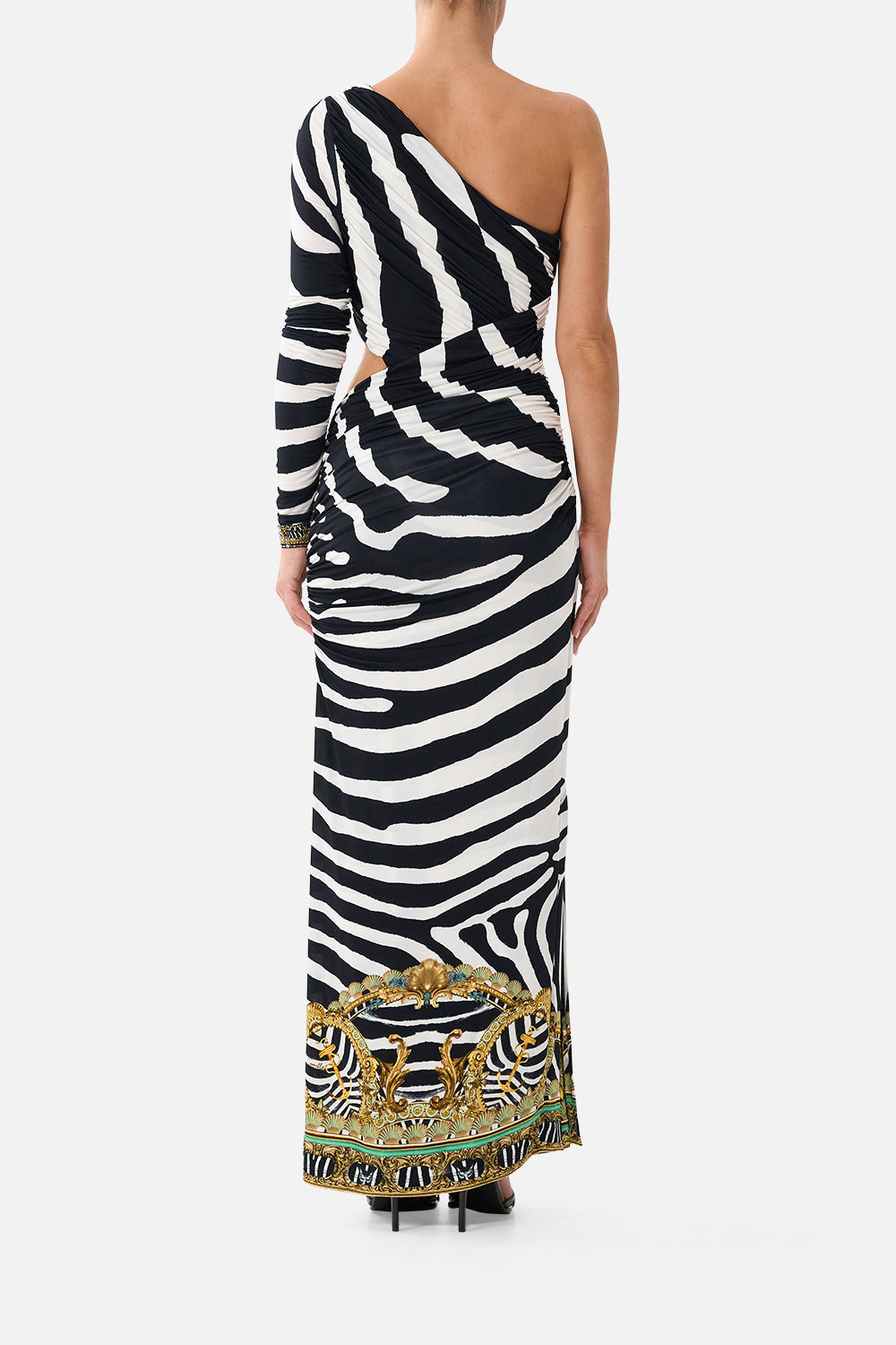 ONE SHOULDER JERSEY CUT OUT DRESS ZIG ZAG ZOO