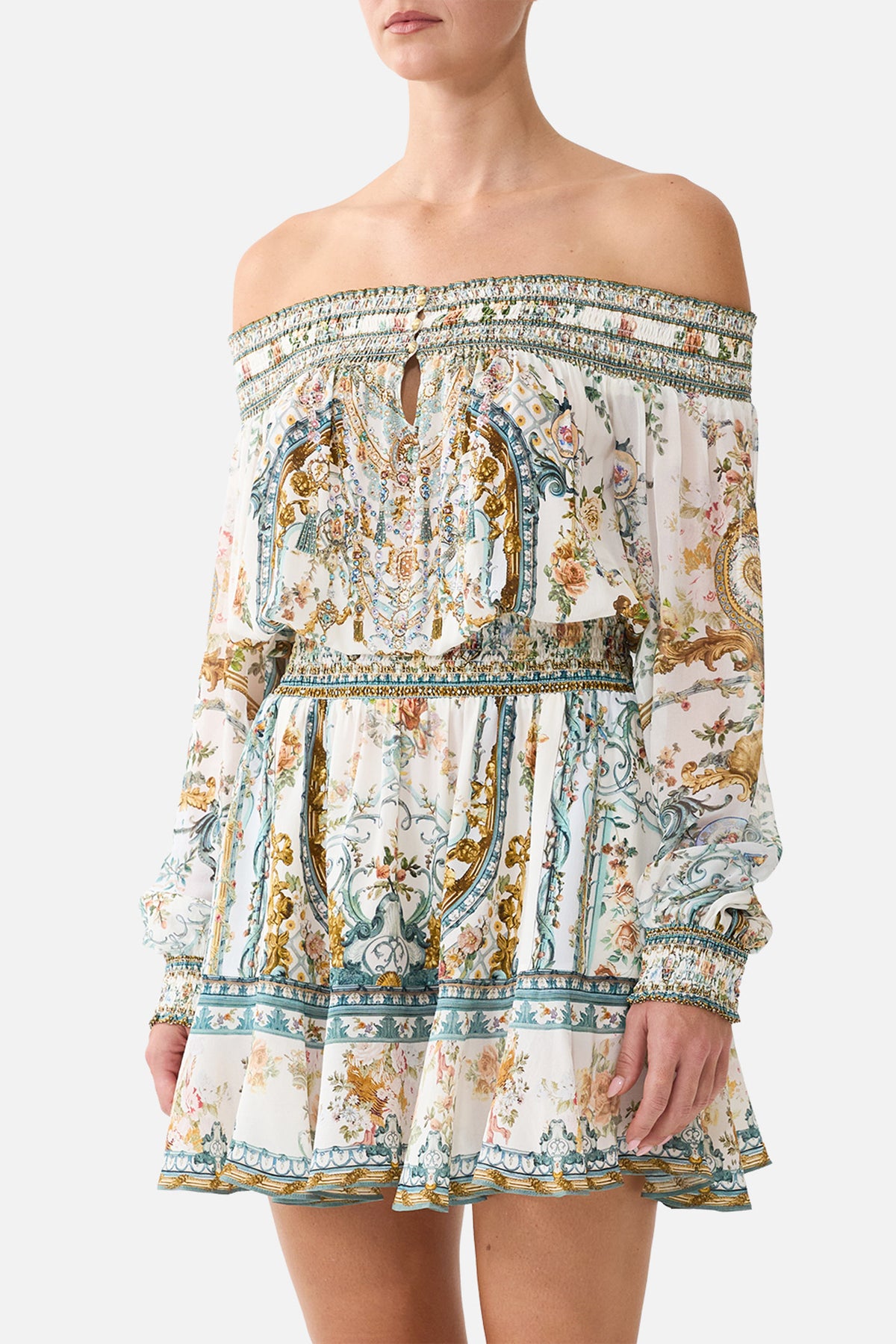 OFF SHOULDER SHORT DRESS BALLAD OF THE BIBLIOTHÈQUE