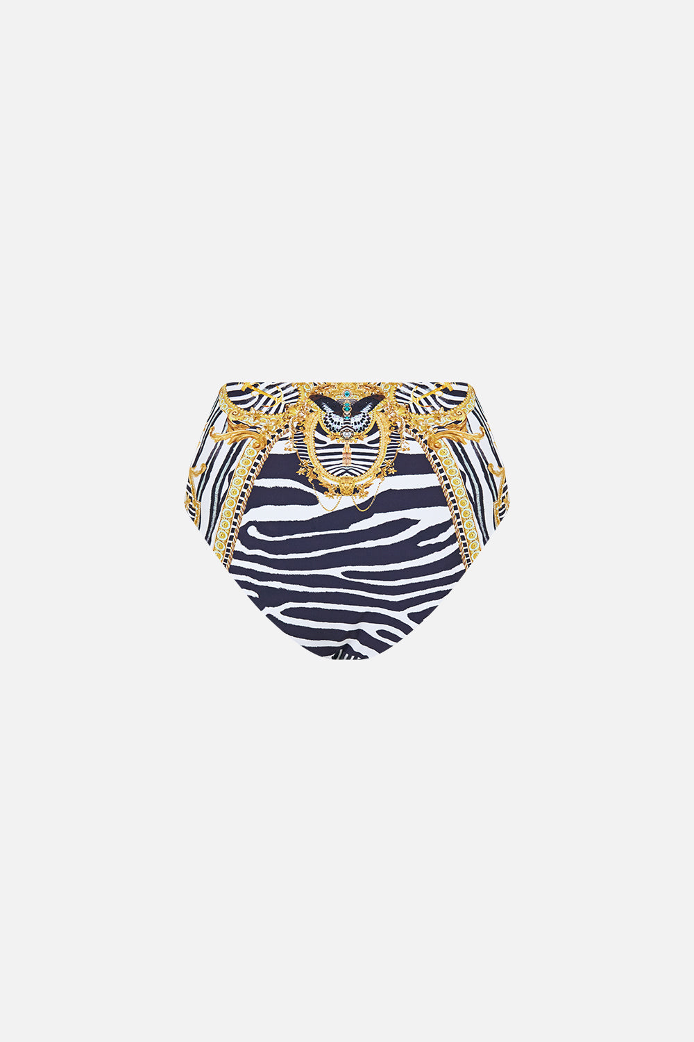 HIGH WAIST BIKINI BOTTOM W PLEAT WAIST TRIM ZIG ZAG ZOO