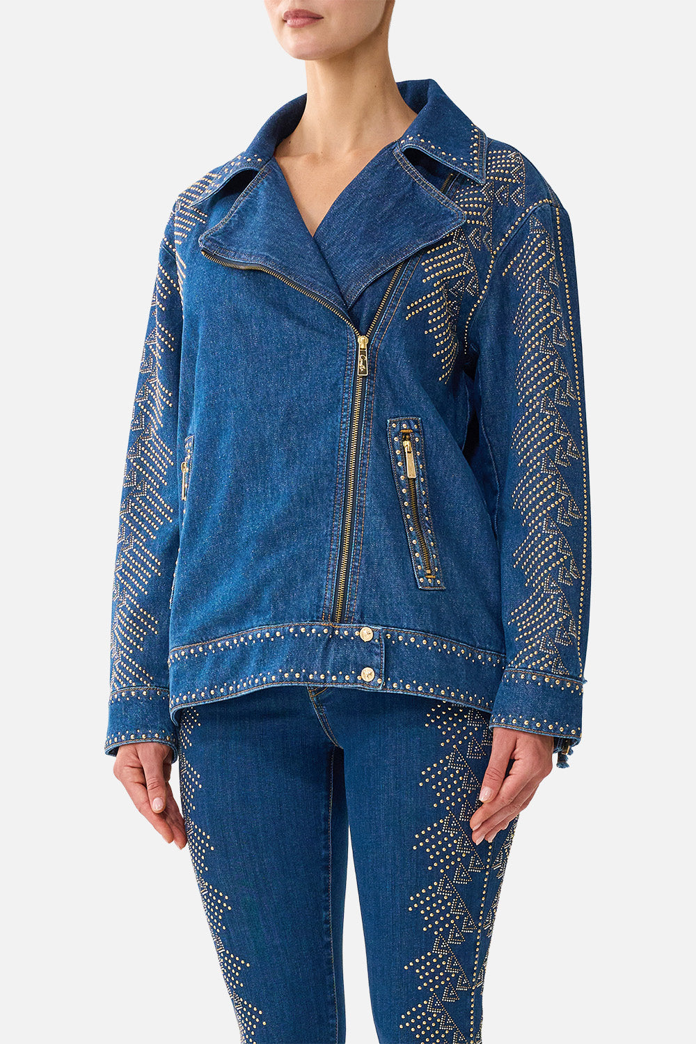 VERUSHKA OVERSIZED BIKER JACKET DENIM